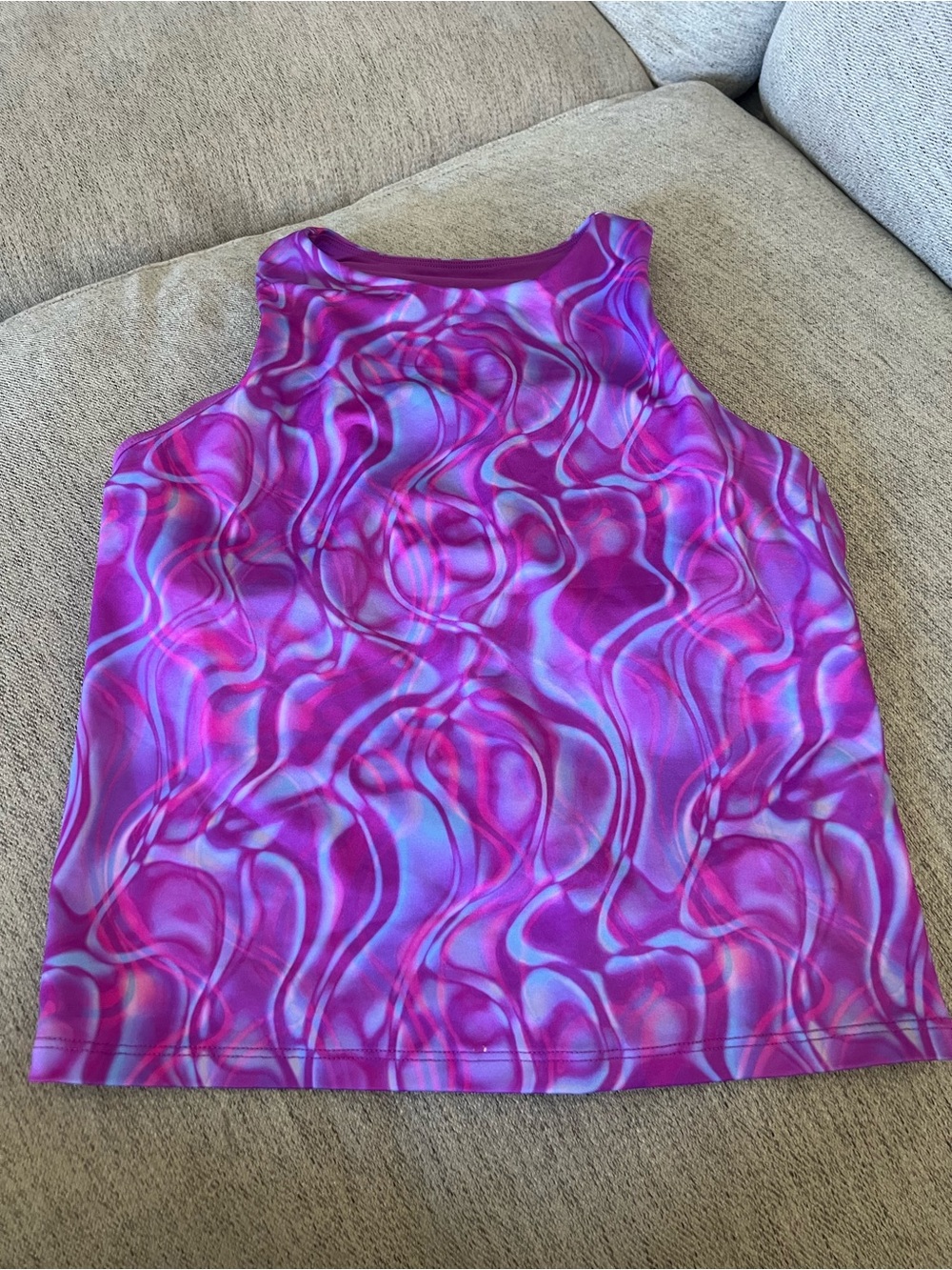 Fabletics Pink & Purple Abstract Swirl Tank
